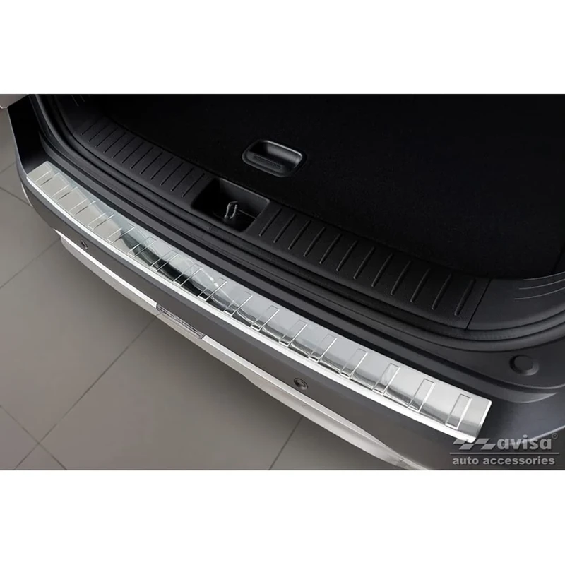 Avisa Stainless Steel Rear bumper protector compatible with Kia Sportage V 2021- 'Ribs', Silver