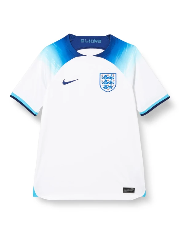 NIKE Unisex Kids Ent Dri Fit Stadium Home T Shirt, White/Blue Fury/Blue Void, 12 Years EU