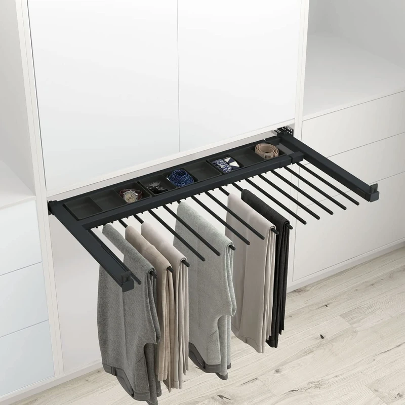 Removable trouser rack for fixing side steel anthracite for interior furniture 500-600 mm