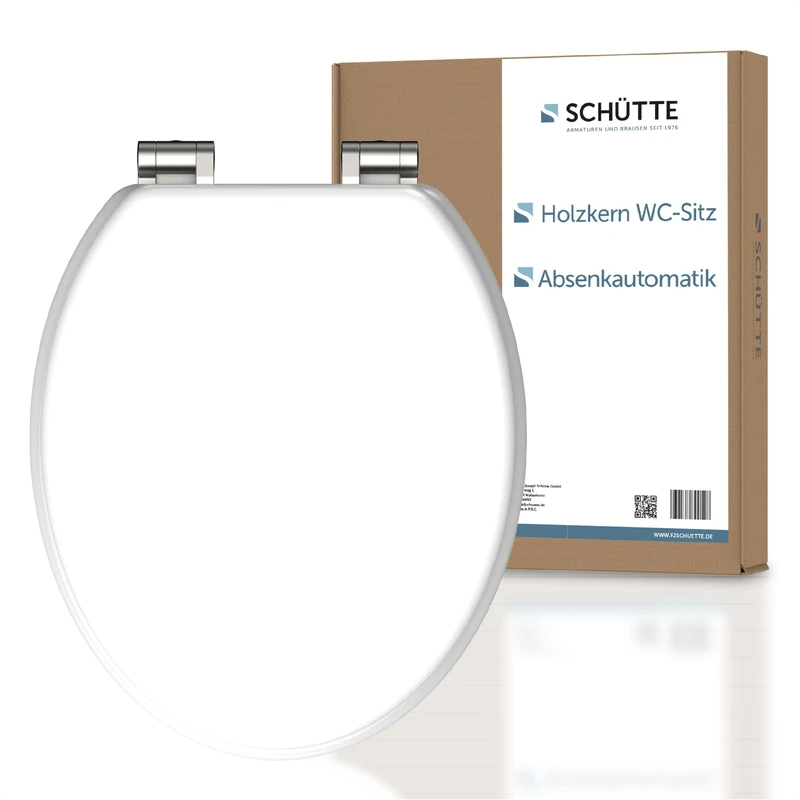 SCHÜTTE Toilet Seat with Soft-Close Mechanism MDF Wooden Core Toilet Seat with Toilet Lid Maximum Load 175 kg White