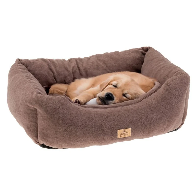 Ferplast Large Dog Bed Coccolo Microfleece 80 Soft, Washable Small Dog And Cat Bed, Taupe