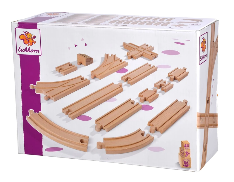 Eichhorn 100006405 Large Rail Set, 44 Pieces, FSC Certified Beech Wood, Can be Installed with Other Rail Systems
