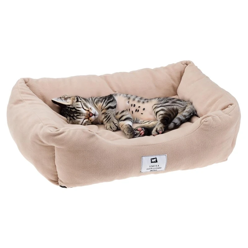 Small Dog Bed COCCOLO MICROFLEECE 50 Soft, Washable Small Dog and Cat Bed, Beige