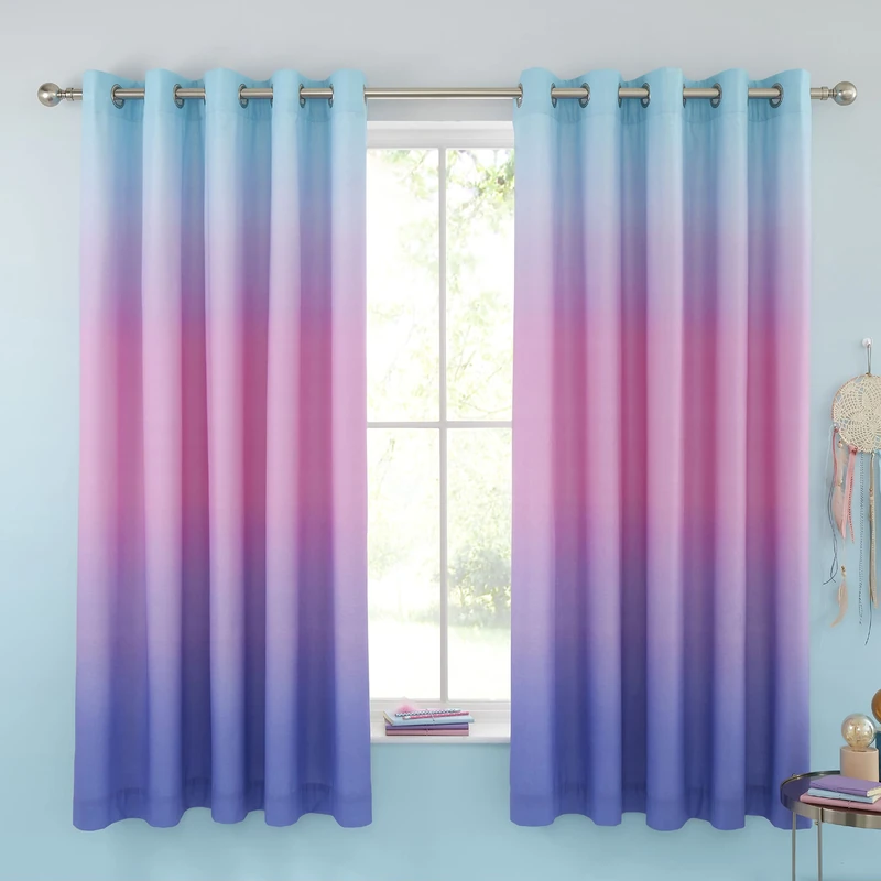 Catherine Lansfield Ombre Rainbow Clouds 66x72 Inch Eyelet Curtains Two Panels Pastel - Image 1