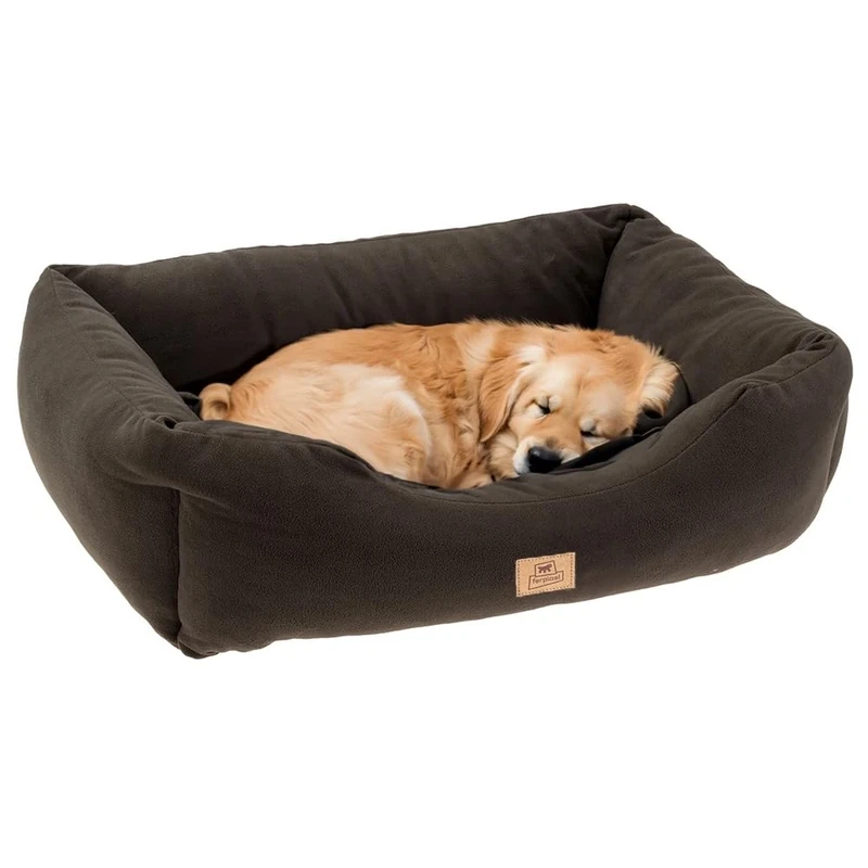 Ferplast Large Dog Bed Coccolo Microfleece 80 Soft, Washable Small Dog And Cat Bed, Grey