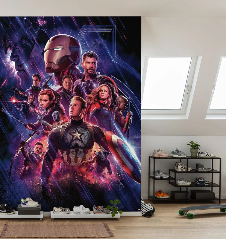 Komar Marvel Photo Wallpaper Avengers Endgame Movie Poster - Size 184 x 254 cm, 4 Pieces, Colourful - Wallpaper, Children's Room, Teenager's Room, Superhero