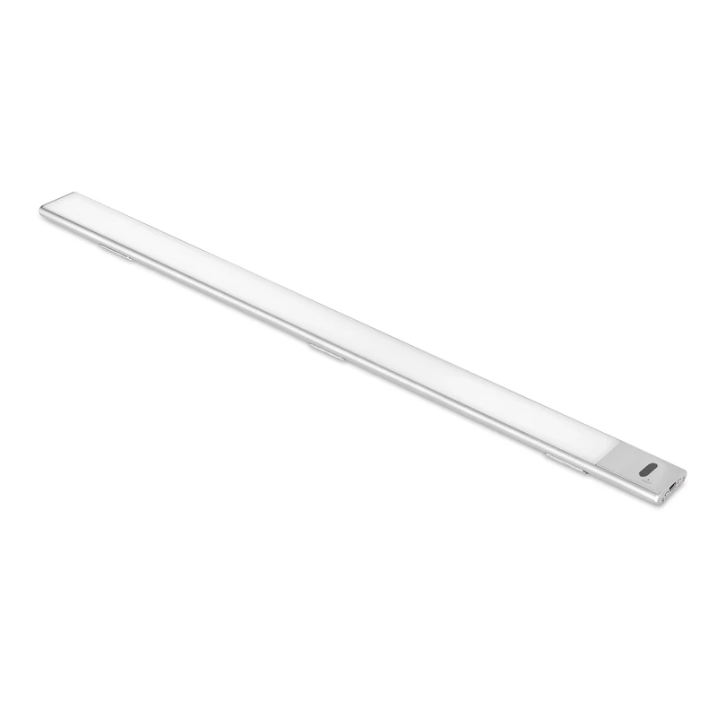 Emuca - Kaus LED Light Rechargeable by USB and with Switch, L 600 mm (23,6 inch), Matt Anodized, Plastic and Aluminium