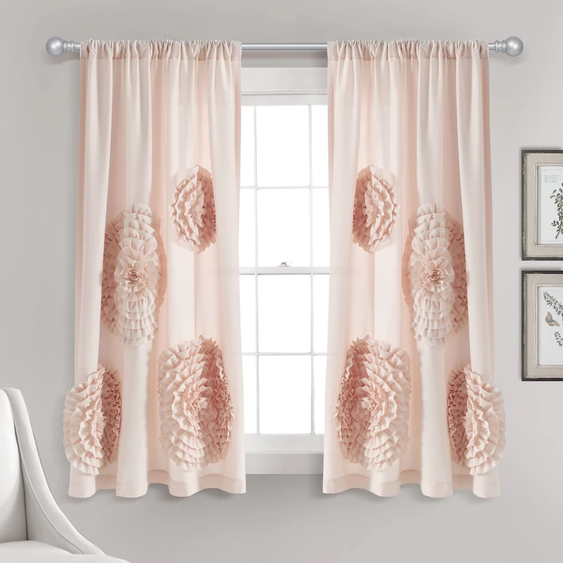 Lush Decor Serena Window Curtain Panel (Single Panel), 63" L x 54" W, Blush
