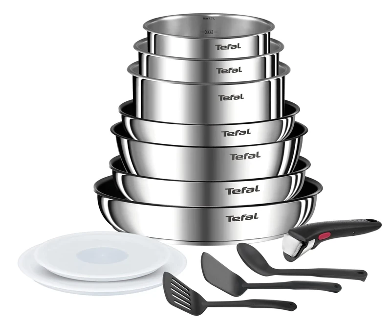 Tefal Ingenio Emotion 13-Piece Cookware Set, Stainless Steel, Stackable, 5-Year Guarantee, Non-Stick Coating, Induction L897DS04