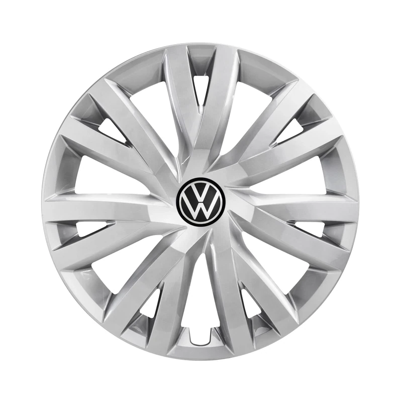 Volkswagen 5H0071456UWP Hub Caps (Set of 4) 16 Inch Steel Wheel Trims Brilliant Silver, Large