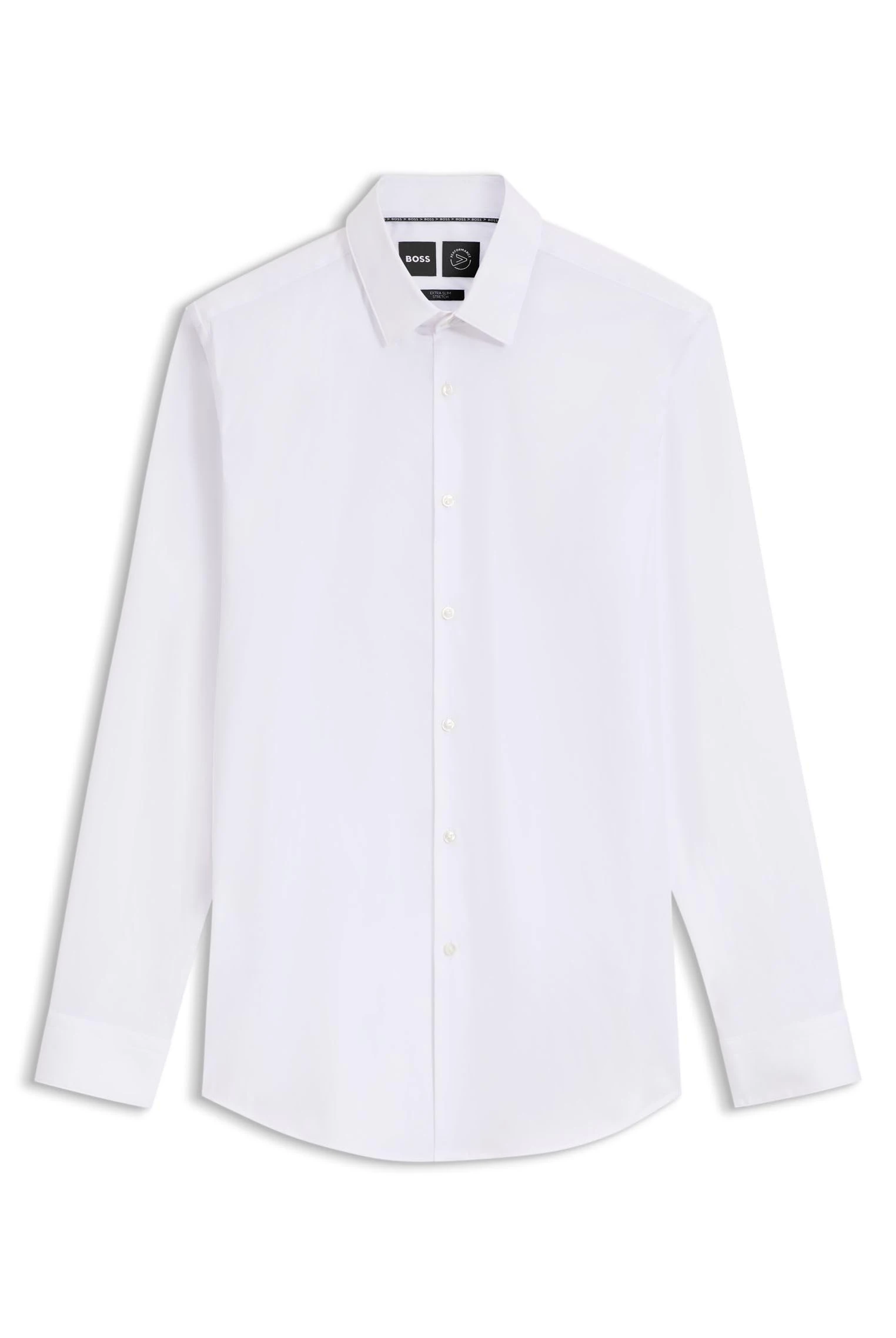 BOSS Mens P-RAY-s-kent-C1-224 Extra-Slim-fit Shirt in Easy-Iron Cotton-Blend poplin White