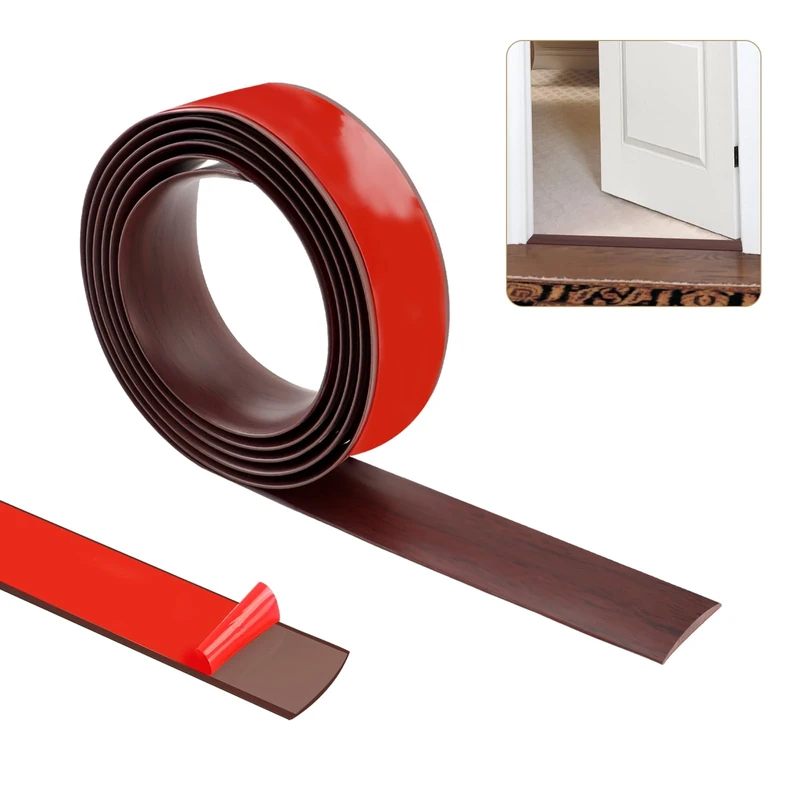 ZTVOWTO Threshold Strip, Carpet Door Trim Strips, Floor Transition Strips, Self Adhesive Floor Door Divider Strip, Flat Laminate Profile Flooring Edge Trim Strip (5cm, Red Oak Wood Grain)