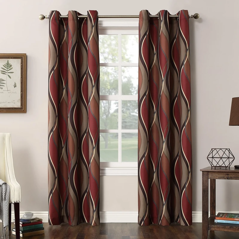 No. 918 Intersect 2-Pack Ogee Print Semi-Sheer Grommet Curtain Panel Pair