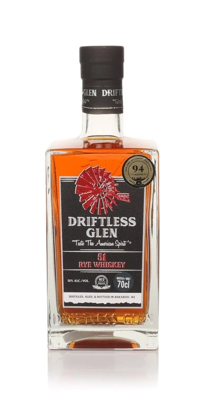 Driftless Glen 51 Rye Whiskey – American Straight Rye, 75cl | 51% ABV | Bold, Spicy & Small Batch | Wisconsin Craft Distillery | Ideal for Sipping or Classic Cocktails