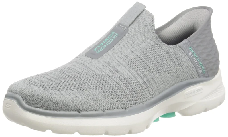 Skechers Women's GO Walk 6 Fabulous View Sneaker, Gray Textile/Trim, 7 UK