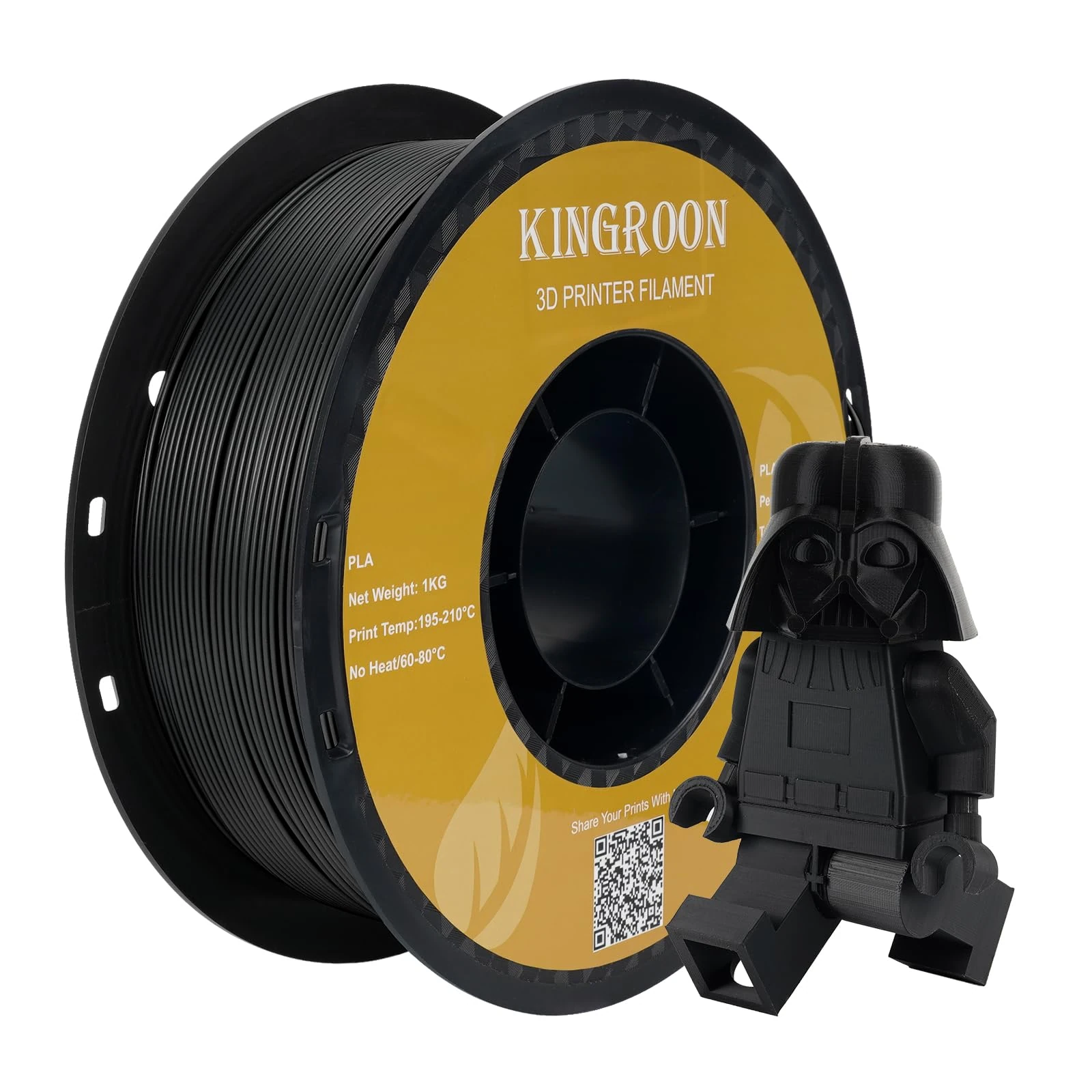 Kingroon PLA Filament 1.75mm for 3D Printer, Filament 3D Printing Materials, 1KG 3D Filament Dimensional Accuracy +/- 0.03 mm,3D Printer Filament PLA with Spool Wound Neatly, Black