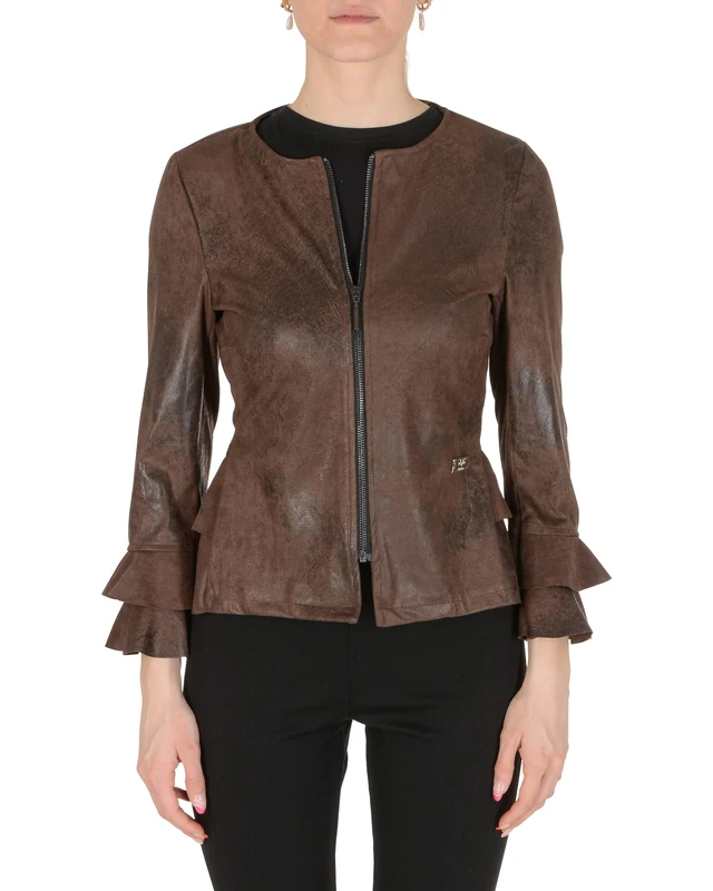 19V69 ITALIA Women's Dark Brown Flower Jackets, XL