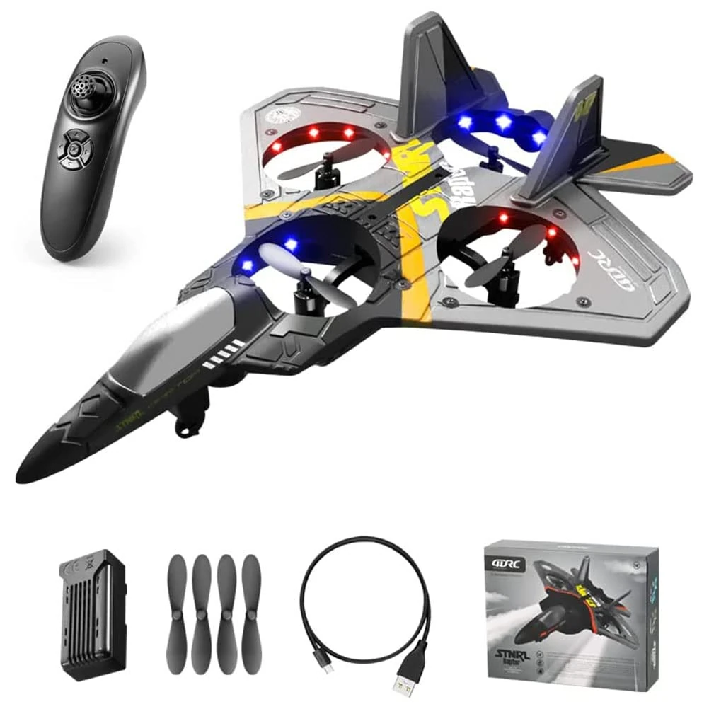 Remote Control Plane RC Airplanes, Remote Control Drone for Kids and Beginne, Easy to Fly and Hover, RC Quadcopter Fighter Jet with 360° Flip, LED Light Indication, 2 Blade Propellers