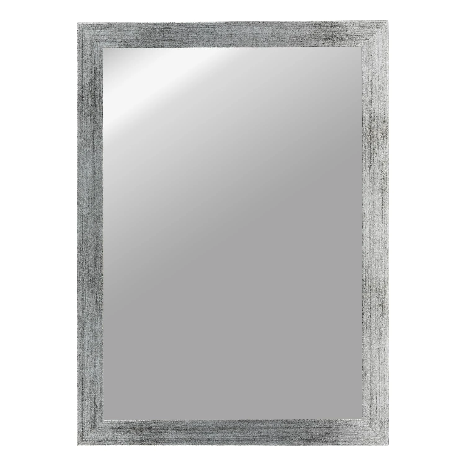 CLAMARO 'Vision' Wall Mirror 85 x 125 cm Full Length Mirror | Brushed Silver | Modern Square Mirror with MDF Frame Includes Metal Hanger and Mounting Material (Landscape and Portrait Format)