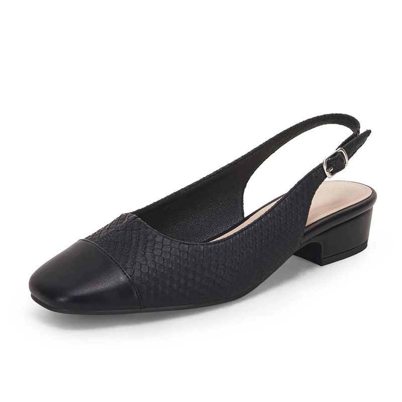 Rilista Women's Slingback Chunky Heels Closed Toe Backless Block Low Heel Dress Pumps Shoes, Black, 7 UK