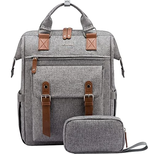 LOVEVOOK Laptop Backpack for Women Work Travel Commuter Teacher Backpack Business Computer Bag Doctor Nurse Bags College Backpack Purse, 17 Inch, Grey-brown, Grey-brown, 17.3 inch, Modern