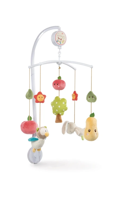 NICI Music Mobile Featuring Bunny & Owl 40 cm, Colourful I Baby Mobile with 5 Removable Figures and Bed Attachment, In Gift Packaging I Baby Bed Accessories - 48511