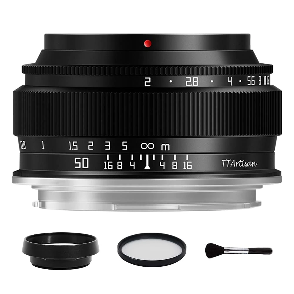 TTArtisan 50mm F2 Full Frame Large Aperture Manual Portrait Lens for Fuji X XF Mount Camera XT4 XT10 XT20 XT30 XT200 XS10 XA3 XA5 X100V XE2 XE2S XE3 Black