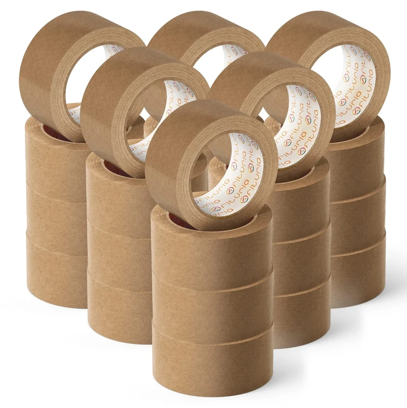 Organic Brown Kraft Paper Adhesive Tape, Body Tape for Packing, Framing or Seal, Safe and Sturdy Packaging - Ofituria (72mm x 45 mts - Kraft, 24 Rolls)