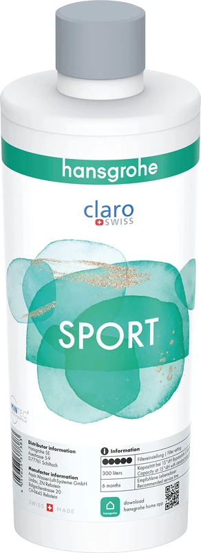 hansgrohe 76830000 Mineralisation Sport, Cartridge for Aqittura M91, Water, Replacement, Filter Capacity 300 litres, Plastic, Multicoloured