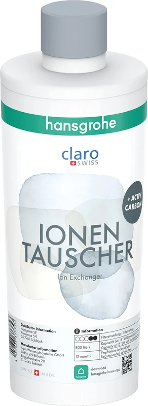 hansgrohe Filter Ion Exchanger and Activated Carbon Filter Cartridge for Aqittura M91, Water Filter, Replacement Filter, Filter Capacity 800 litres at 15° dH