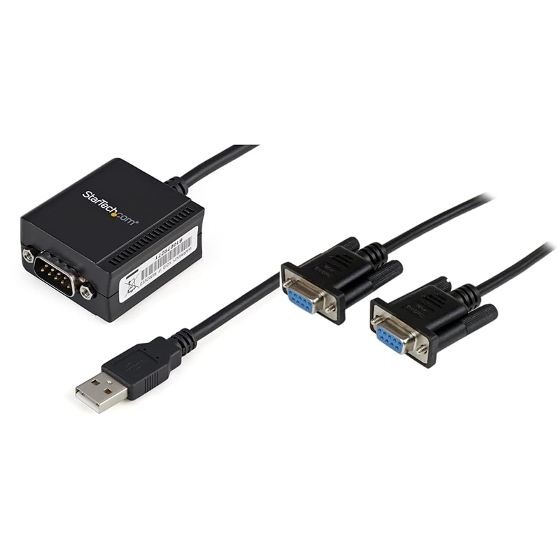 StarTech.com USB to Serial Adapter - 1 port - USB Powered & 2m Black DB9 RS232 Serial Null Modem Cable F/F - DB9 Female to Female - 9 pin RS232 Null Modem Cable - 2 meter, Black (SCNM9FF2MBK)