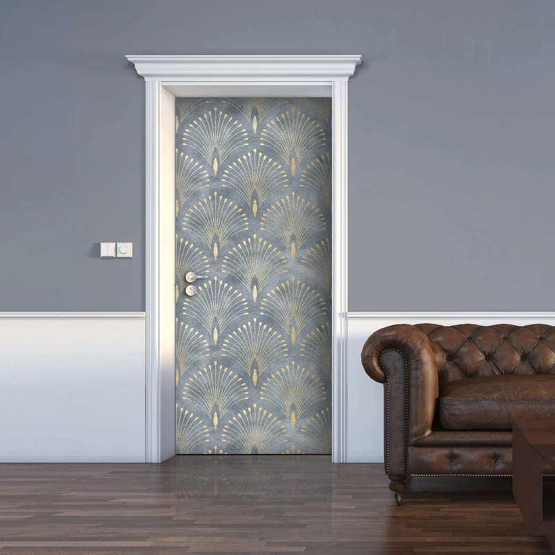 CREARREDA Premium Golden Damascus PVC Door Sticker 83x210cm