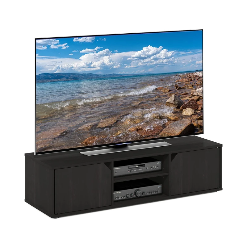 Furinno CLASSIC TV Stand, Entertainment Center, TV Console for TV up to 55 Inch, for Living Room, Bedroom, Espresso