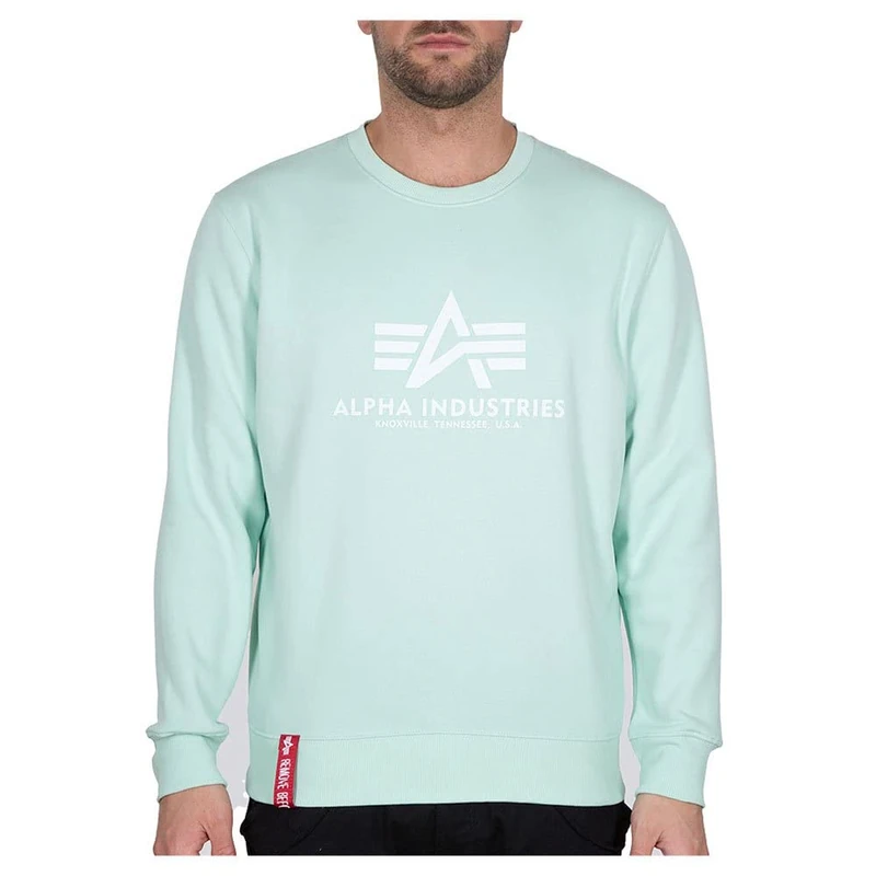 Alpha Industries Men's Basic Sweater Sweatshirt, Mint, XS
