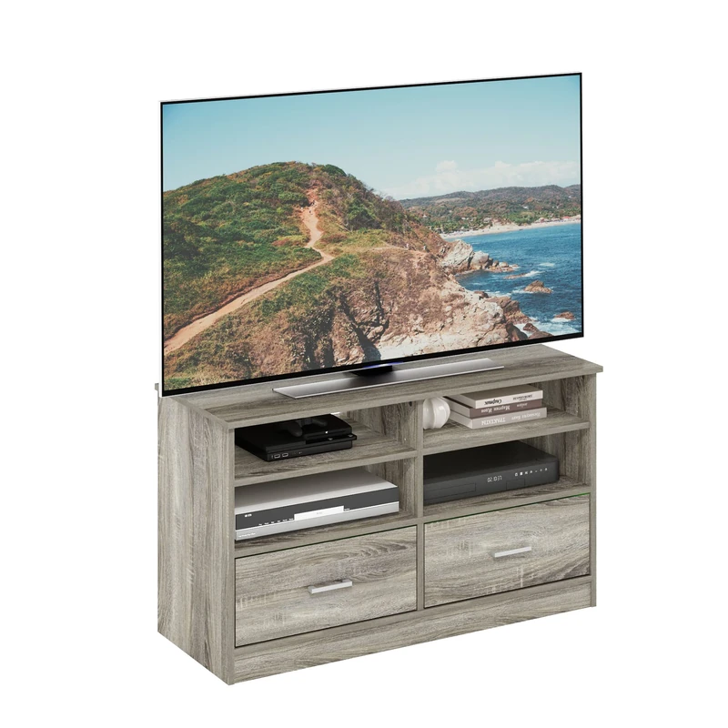 Furinno TV Stand with Drawer, French Oak, 41 (D) x 100 (W) x 61.42 (H) cm
