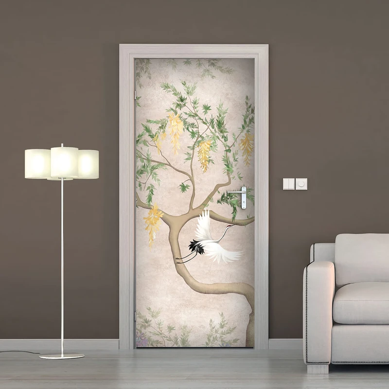 CREARREDA Premium PVC Door Sticker - Japanese Texture 83 x 210cm