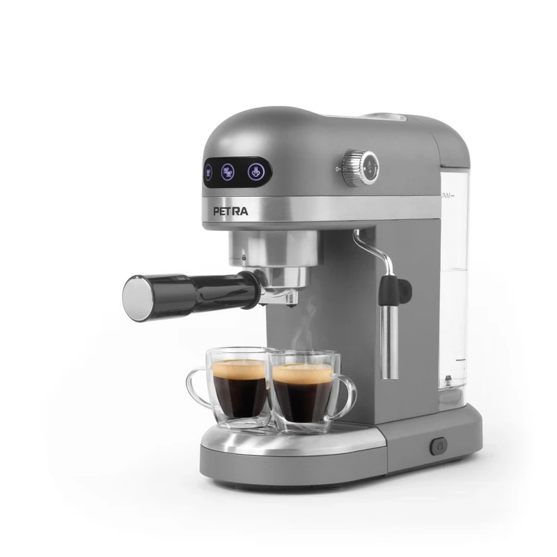 Petra PT5240 Espresso Coffee Machine - Milk Frothing Wand, 1.4L, Single & Double Shot, Stylish & Compact, 15-Bar Pressure, Barista Style Coffee, Latte, Cappuccino, Ground Coffee Compatible, 1465W