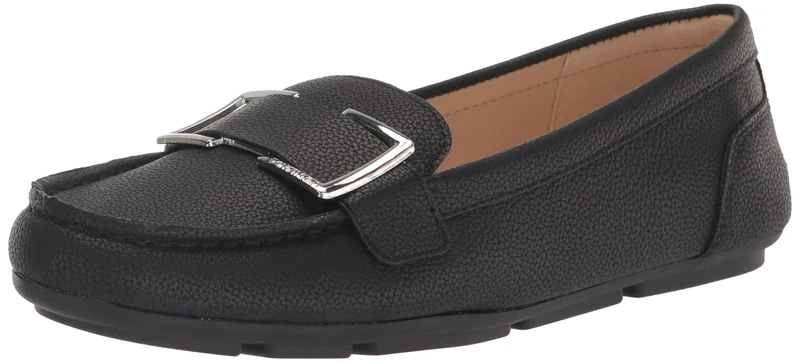 Calvin Klein Women's Lydia Loafer, Black Tumbled Leather 002, 5.5 UK