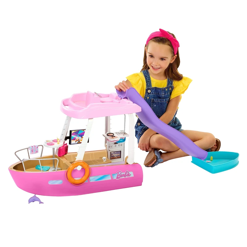Barbie Dream Boat with Pool and Slide, Playset Includes 20+ Pieces Like Dolphin and Accessories, HJV37