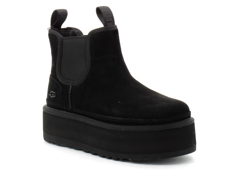 UGG Womens Neumel Platform Chelsea Suede Black Boots 8 UK