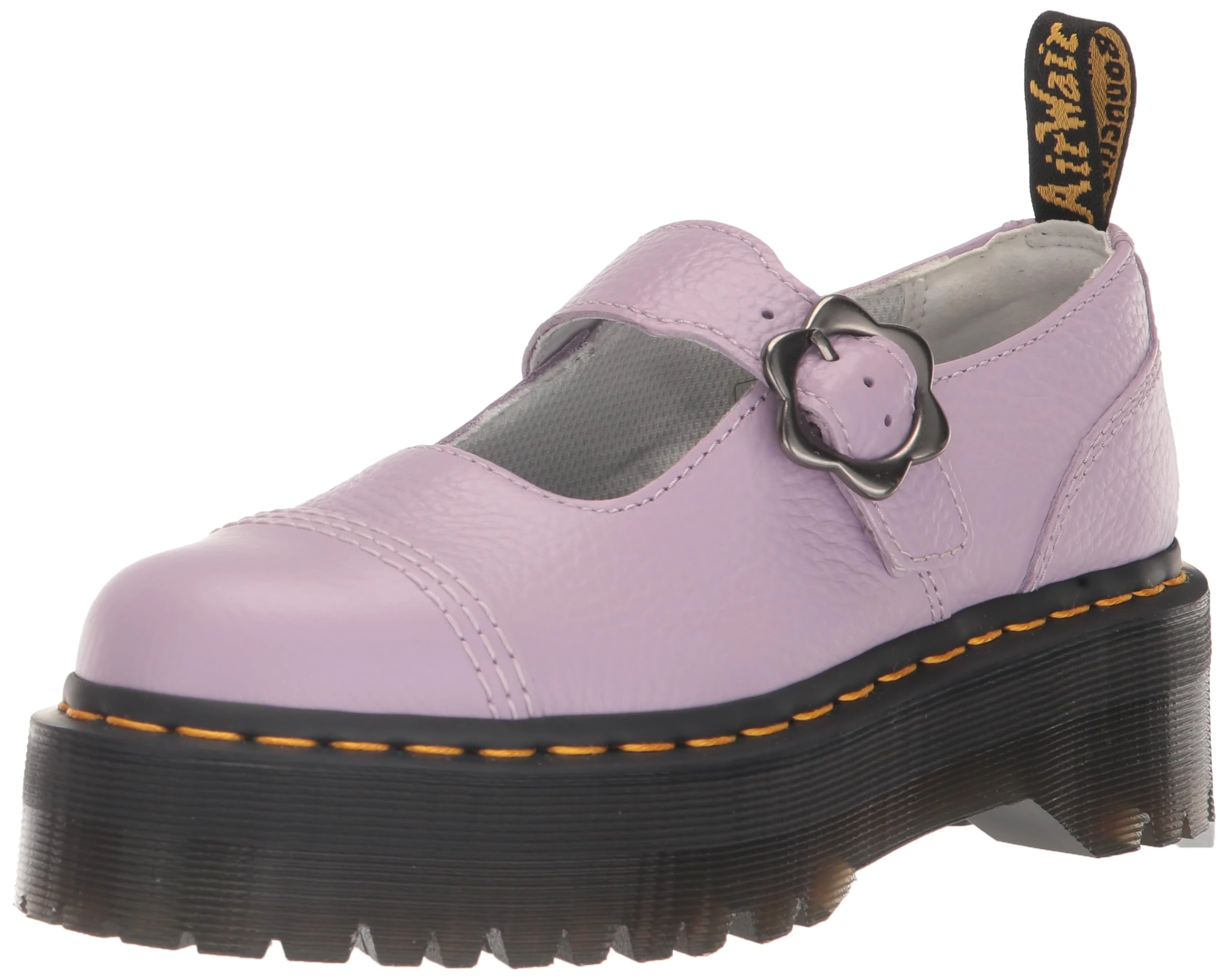 Dr. Martens Women's Addina Flower Mary Jane Flat, Lilac, 8 UK