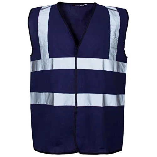 Hi Vis Vest Navy & Orange Small to 6XL 2 Band & Brace (Navy, XL)