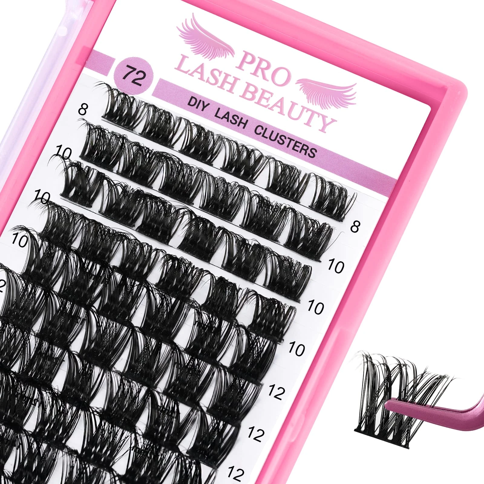 Cluster Lashes 72 Pcs Lash Clusters DIY Eyelash Extension Individual Cluster Eyelashes Tender Style Self-Application Fluffy Super Thin Band Reusable Soft & Comfortable(Tender-D-8-16mix)