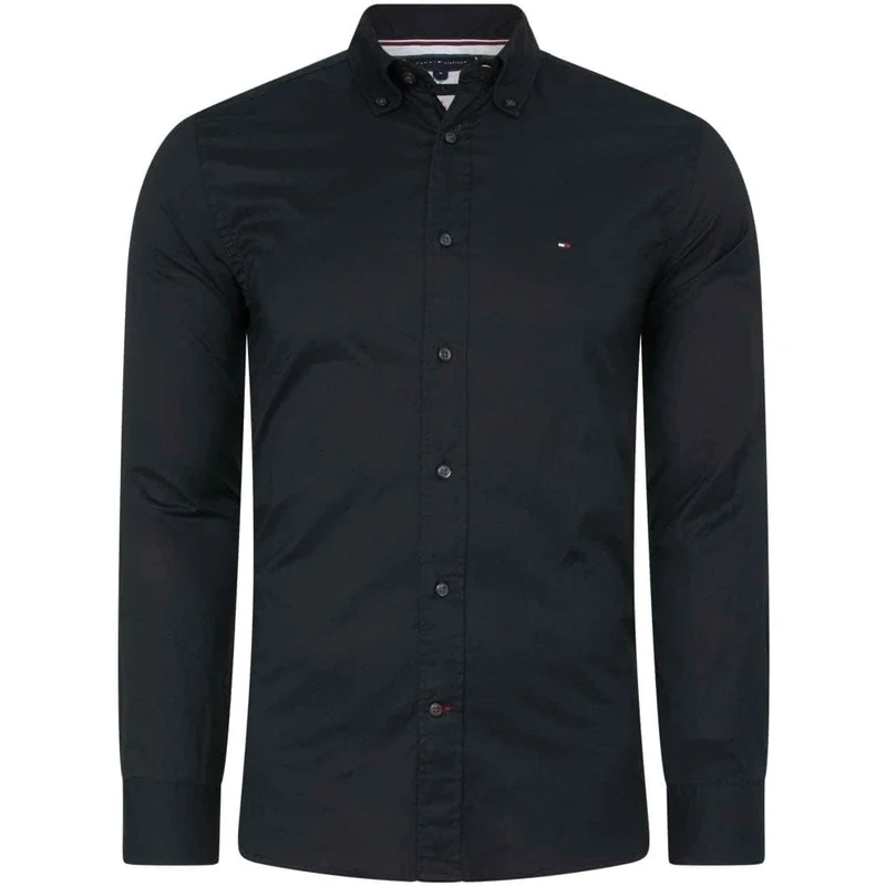 Tommy Hilfiger Men's Core Flex Poplin Rf Shirt Mw0mw25035 Casual Shirts, Black (Black), L