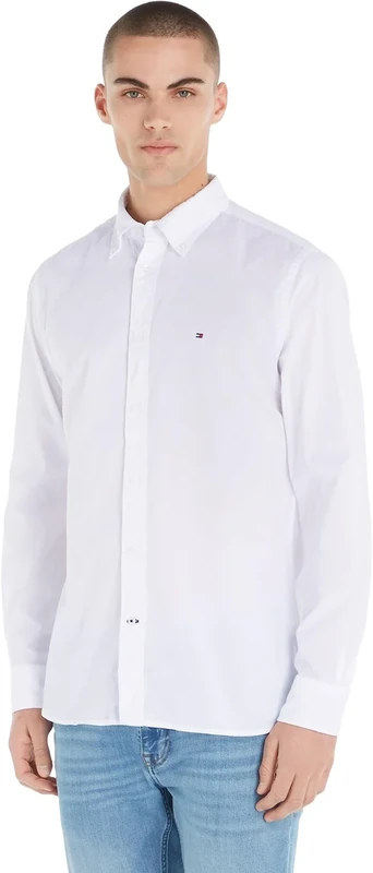 Tommy Hilfiger Men's Core Flex Poplin Rf Shirt Mw0mw25035 Casual Shirts, White (White), M