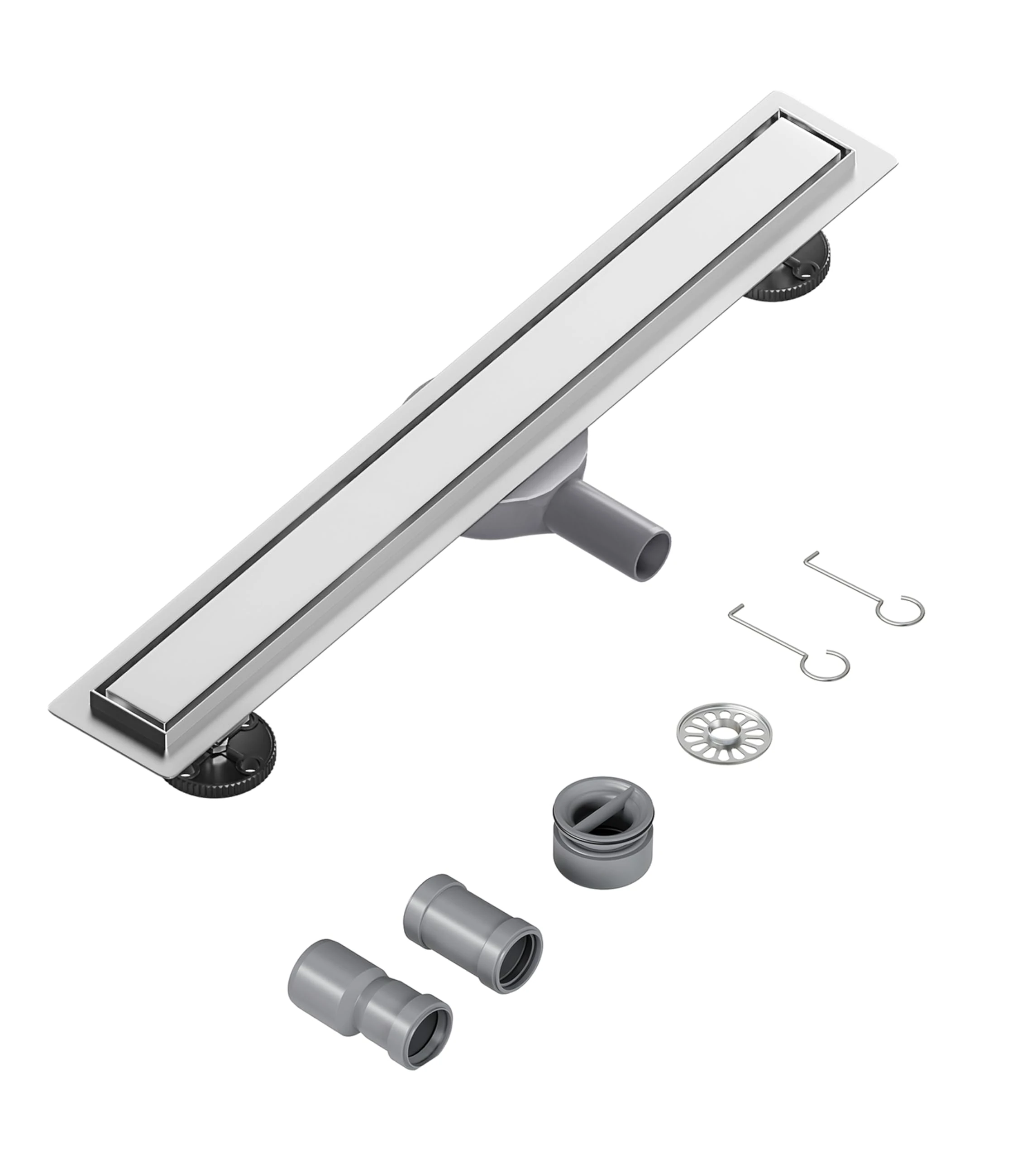 Neodrain Linear Shower Drain 60cm 2 in 1 Tile Insert Stainless Steel Floor Drain with 360° Siphon, Shower Trap, Hair Strainer