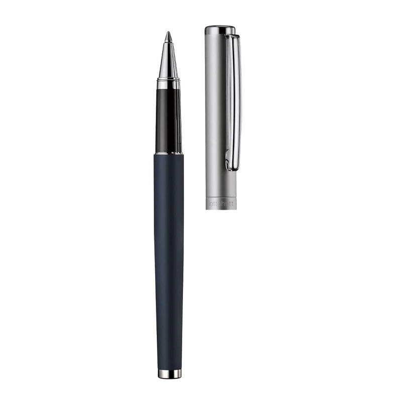 Otto Hutt Design 01 Rollerball Pen 009-11436 - Rollerball Pen with High-Quality Coating and Matte Surface in Blue - With Large Capacity Refill M, Blue