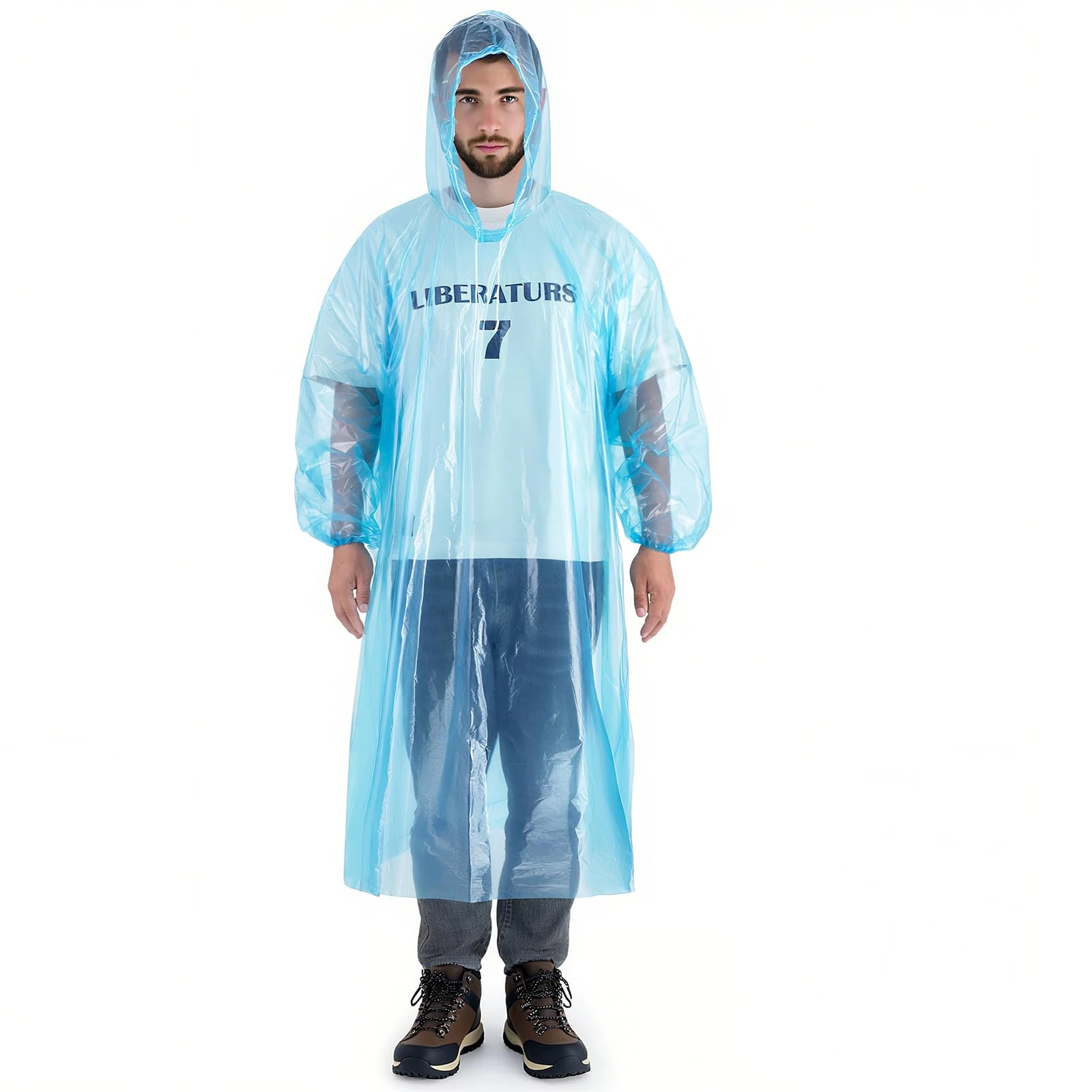 Aolegoo 6 Pack Ponchos Waterproof with Sleeves and Drawstring Hood, Thickened Portable Adult Disposable Waterproof Poncho Ideal for Festival Waterproofing, Camping, Theme Parks