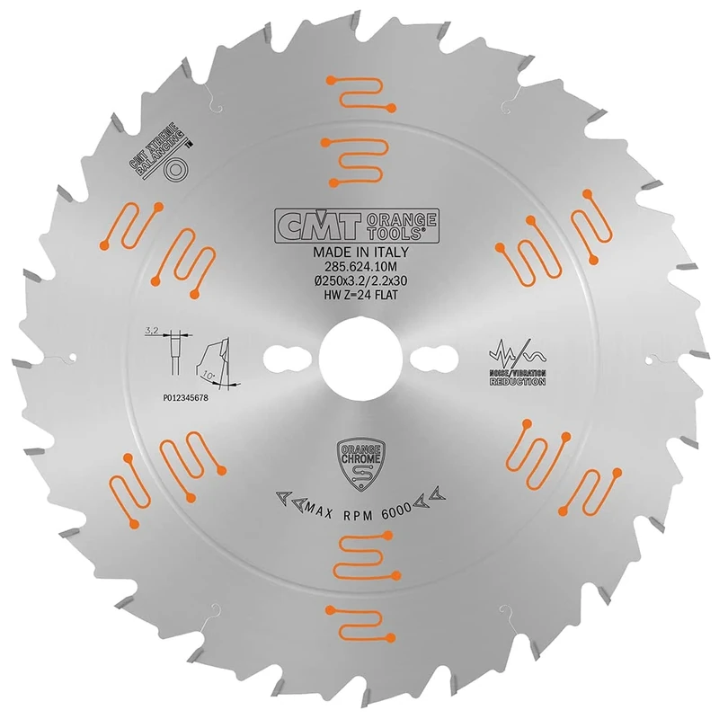 CMT ORANGE TOOLS 285.624.10M - -CIRCULAR SAW BLADE CHROME HW 250x3.2/2.2x30 Z24 FLAT
