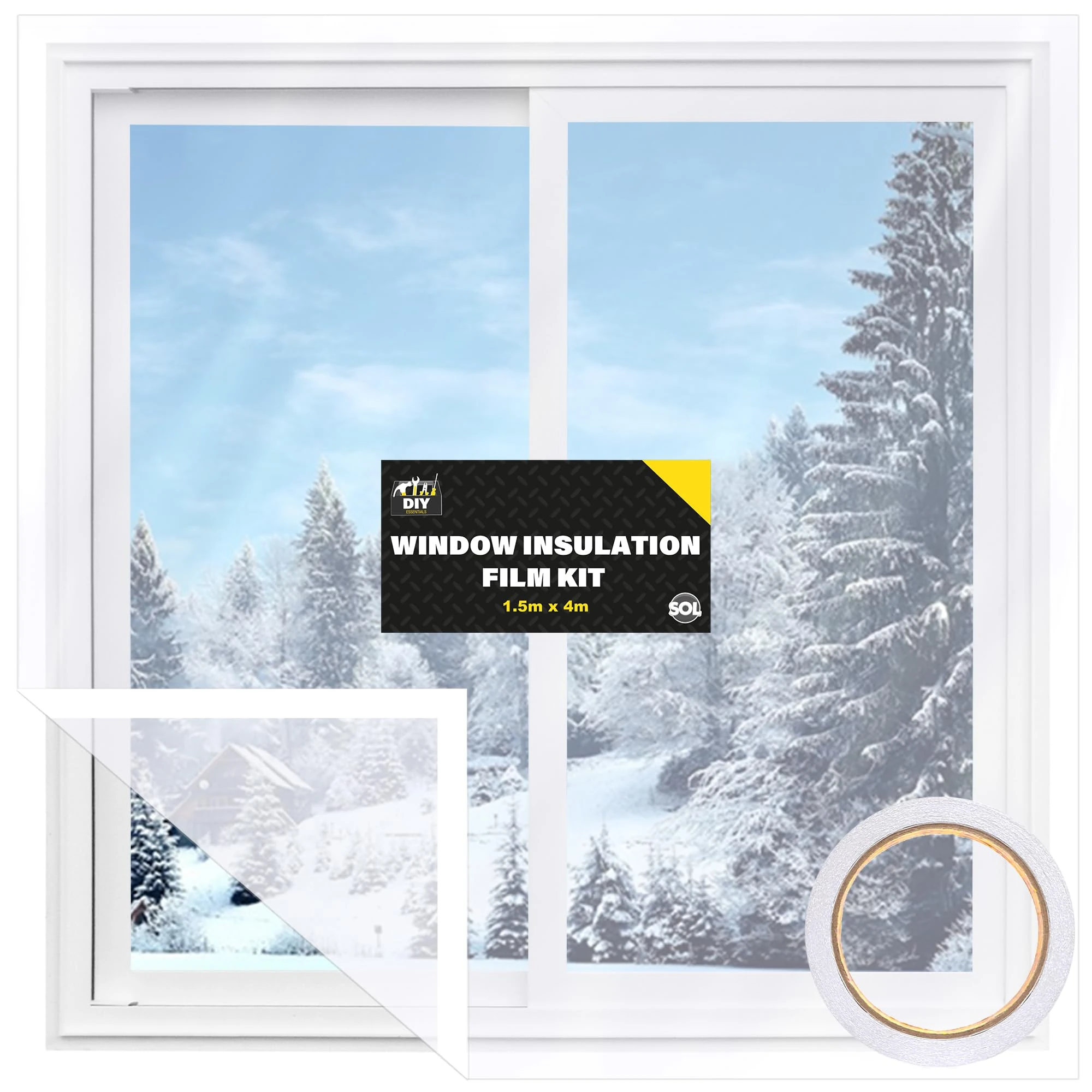 SOL 1.5m x 4m Window Insulation Film Kit – Thermal Control for Summer & Winter – Heat Blocking, UV Protection, Glare Reduction, Sun Shield, Draft Excluder & Double Glazing Insulation Film